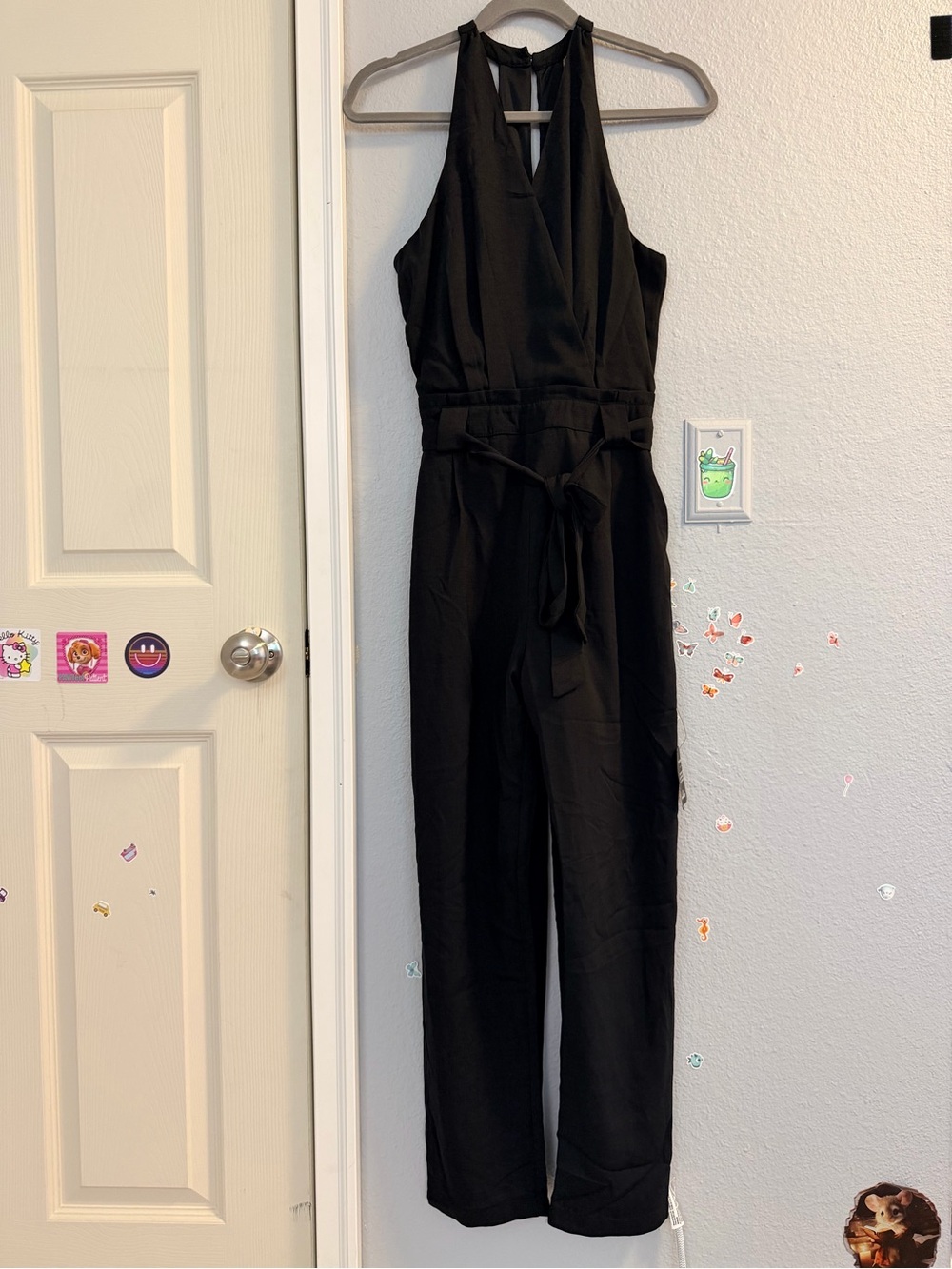 Black Halter Tie-Waist Jumpsuit